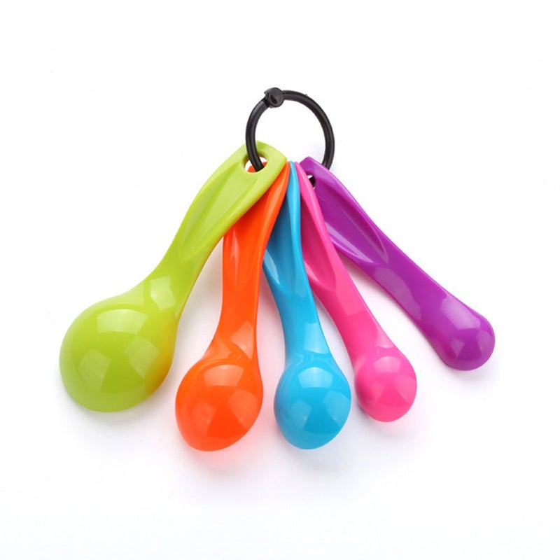 Bezall 5 in 1 Colorful Plastic Tea Flour Coffee Measuring Spoons Set Kitchen Cooking Baking Tools (Random Color) - Image 4